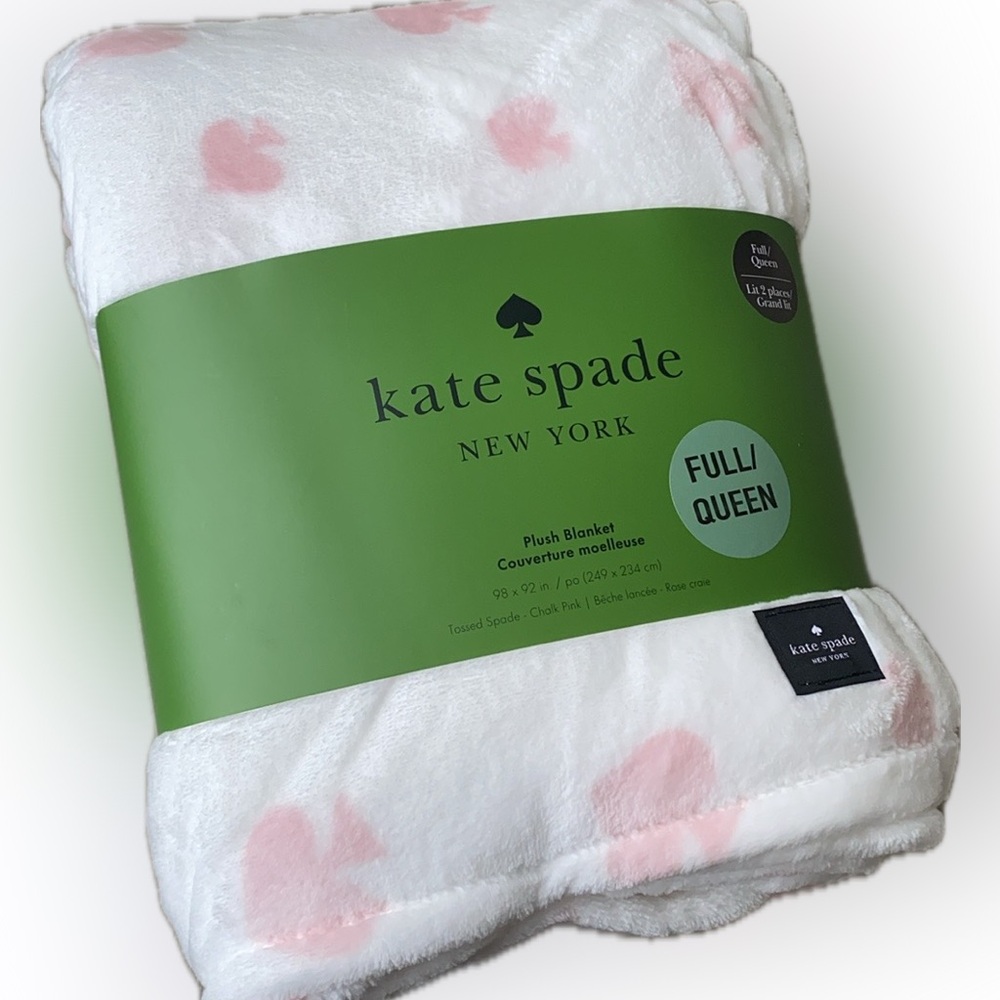 Kate Spade Blanket - full/queen - White pink spade Plush